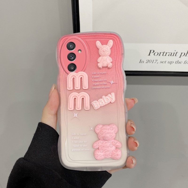 Andyh Phone Case Untuk Samsung Galaxy A13 5G A04S Casing Ponsel 3D Alphabet Bear Pelindung Kamera Pelindung Penutup Belakang Couple Case