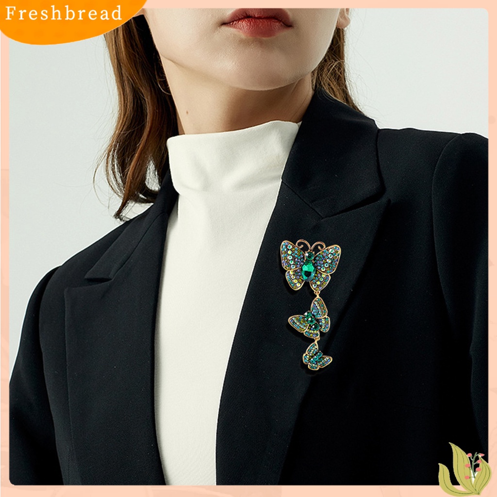 &lt; Freshbread &gt; Kupu-Kupu Bros Mewah Elegan Hadiah Mulia Berlian Imitasi Bertatahkan3 Kupu Rumbai Setelan Bisnis Kerah Pin Fashion Perhiasan