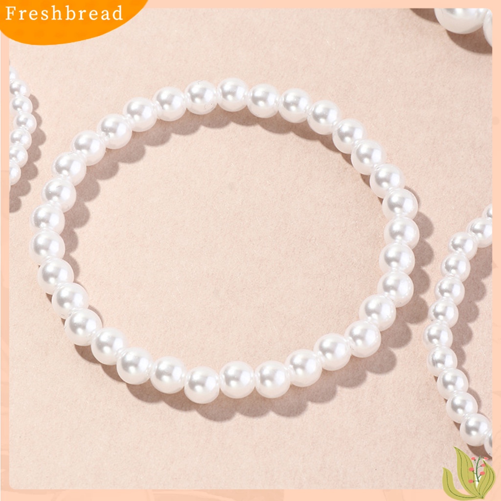 &lt; Freshbread &gt; 5Pcs Wanita Gelang Peregangan Multilayer Perhiasan Plastik Faux Pearl Beads Bracelet Pernikahan