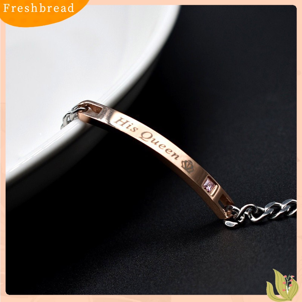 &lt; Freshbread &gt; His Queen Her King Crown Couple Lover Wristband Gelang Bangle Perhiasan Hadiah