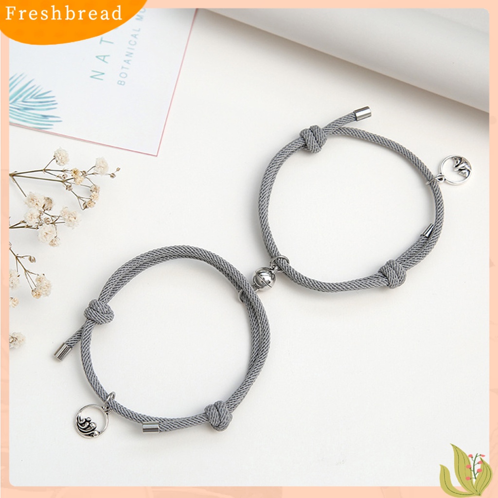 &lt; Freshbread &gt; 2Pcs ic Gelang Adjustable Pasangan Hadiah Paduan Pasangan Tali Braided Bracelet Untuk Pasangan