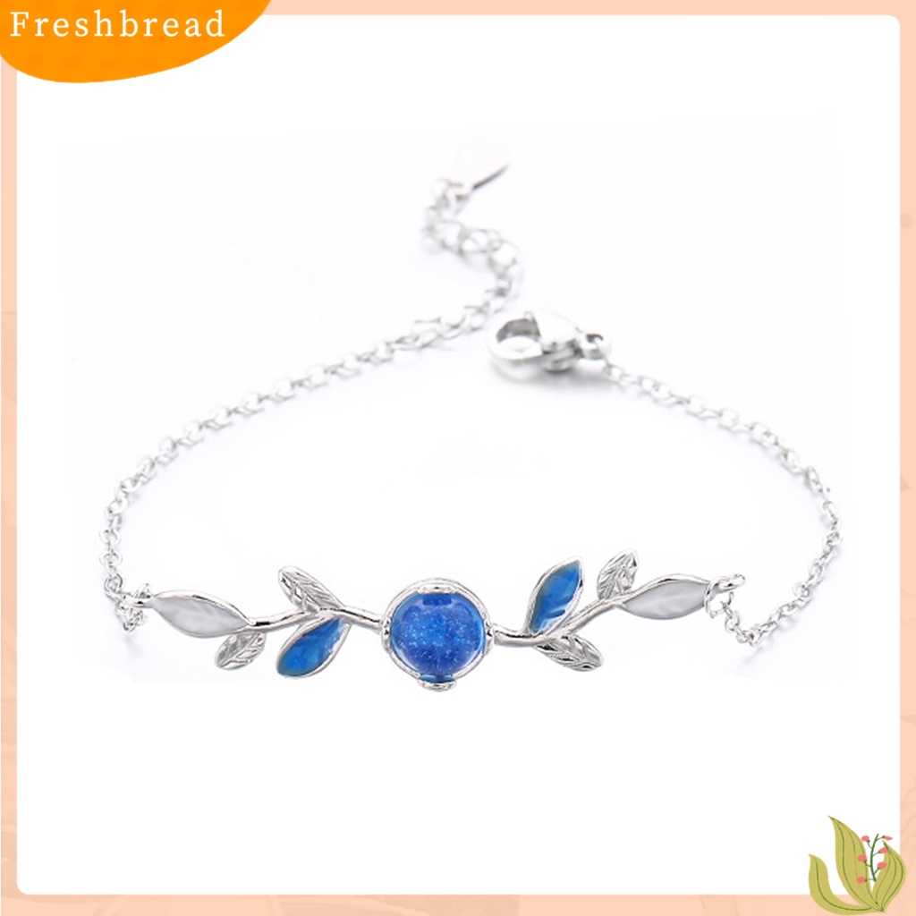 &lt; Freshbread &gt; Ladies Bracelet Everyday Wear Copper Summer Blue Zirconia Leaf Bracelet Untuk Pesta