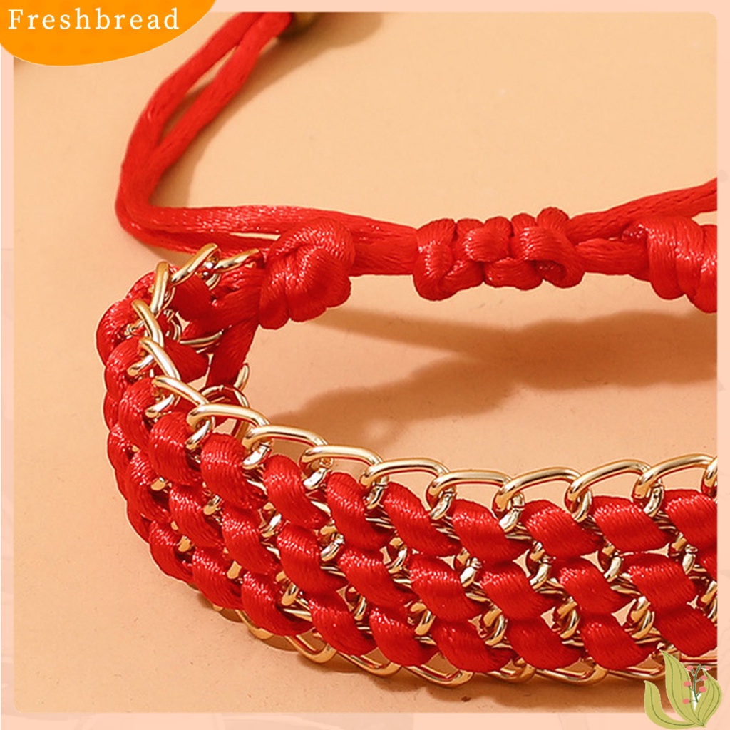 &lt; Freshbread &gt; Gelang Fashion Desain Kepang Geometris Artistik Merah Gelang Pasangan Untuk Dekorasi