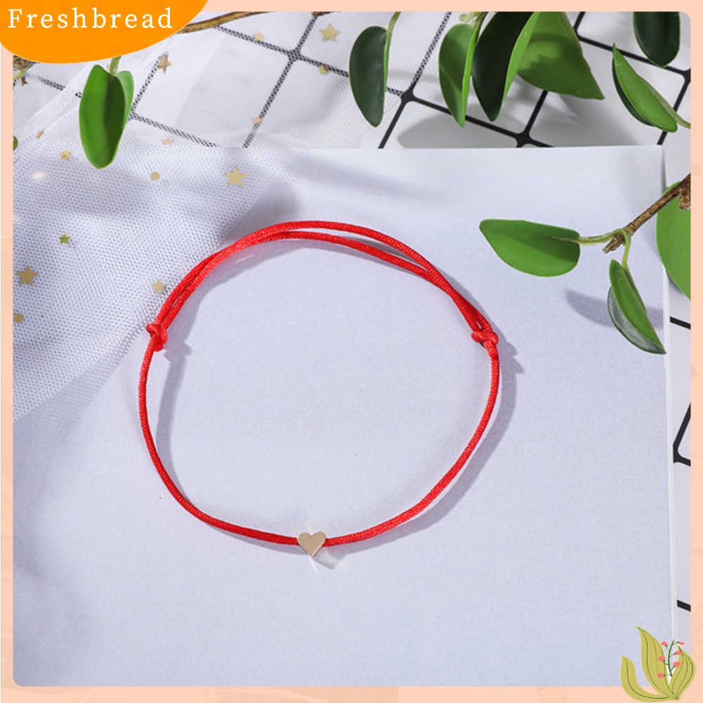 &lt; Freshbread &gt; Fashion Wanita Jantung Pesona Tali Beruntung Gelang Bangle Adjustable Perhiasan Hadiah