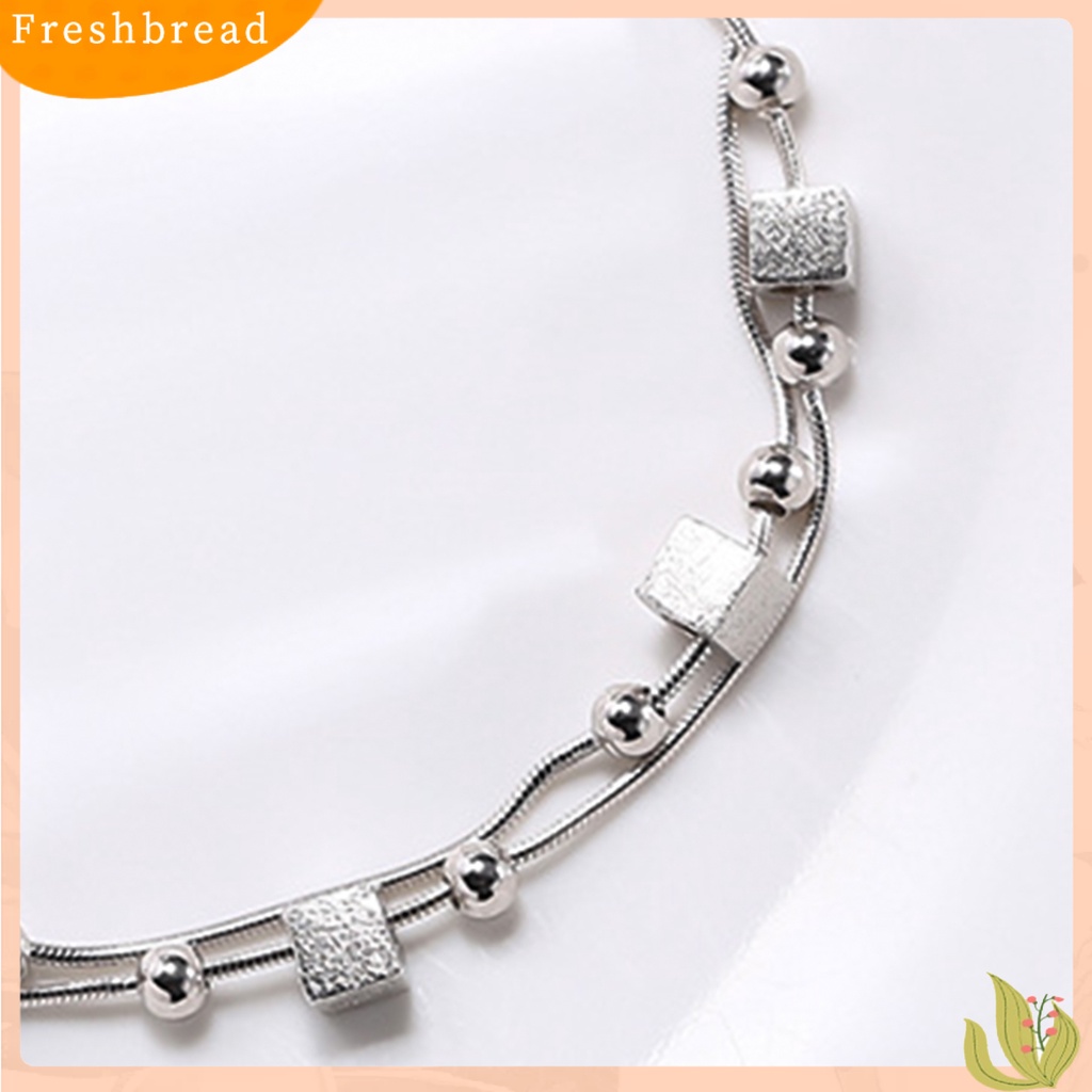 &lt; Freshbread &gt; Wanita Manik Persegi Gelang 2-Layers Rantai Bangle Perhiasan Aksesori Untuk Hari Valentine