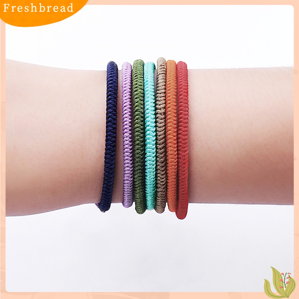 &lt; Freshbread &gt; Gelang Unisex Warna Solid Handmade Tali Kepang Perhiasan Bangle Keberuntungan Untuk Pesta