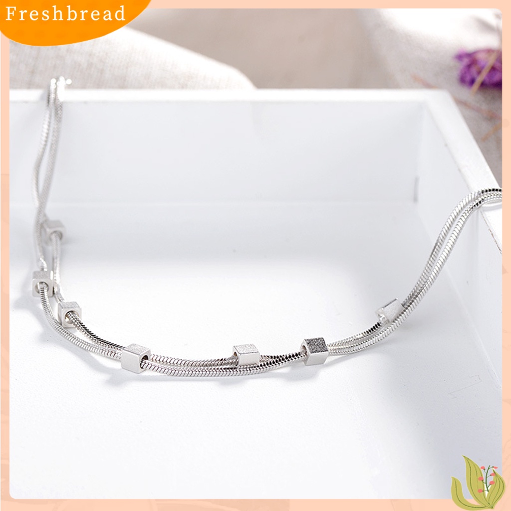 &lt; Freshbread &gt; Gelang Wanita Double Layer Snake Chains Jewelry Adjustable Square Bracelet Untuk Pesta Pernikahan Perjamuan