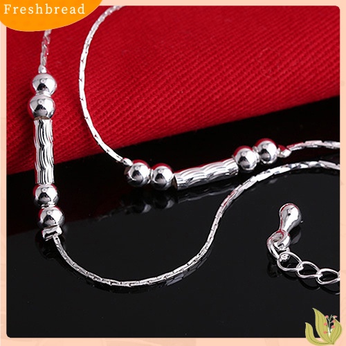 &lt; Freshbread &gt; Fashion Wanita Perak Berlapis Gelang Alloy Beads String Chain Bracelet Bangle