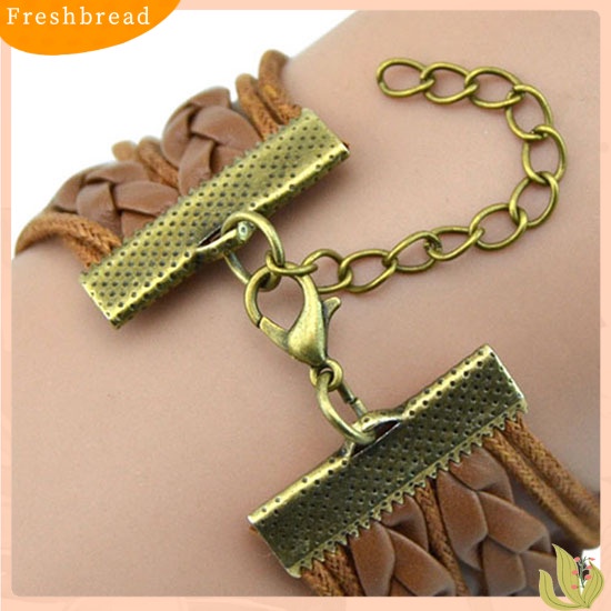 &lt; Freshbread &gt; Infinity Pesona Cinta 8-bentuk Menenun Kulit PU Faux Wrist Watch Bangle Bracelet