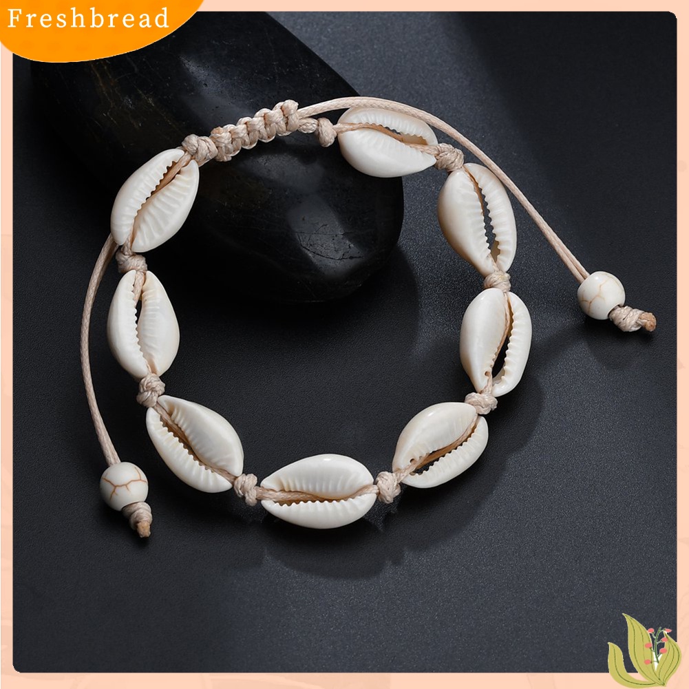 &lt; Freshbread &gt; Wanita Rajut Tangan Shell Pesona Gelang Manik-Manik Rantai Bangle Perhiasan Aksesori