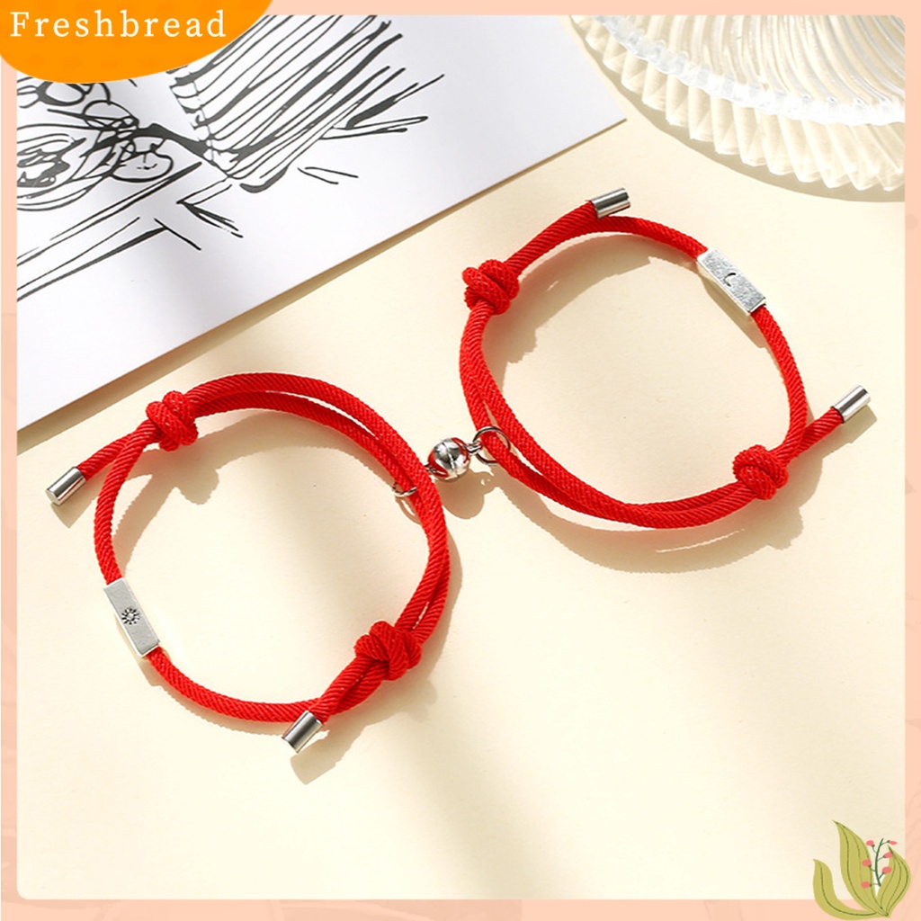 < Freshbread > 1pasang Gelang Mengepang Colorfast Dekorasi Multicolor Opsional Adjustable Gelang Pasangan Untuk Liburan