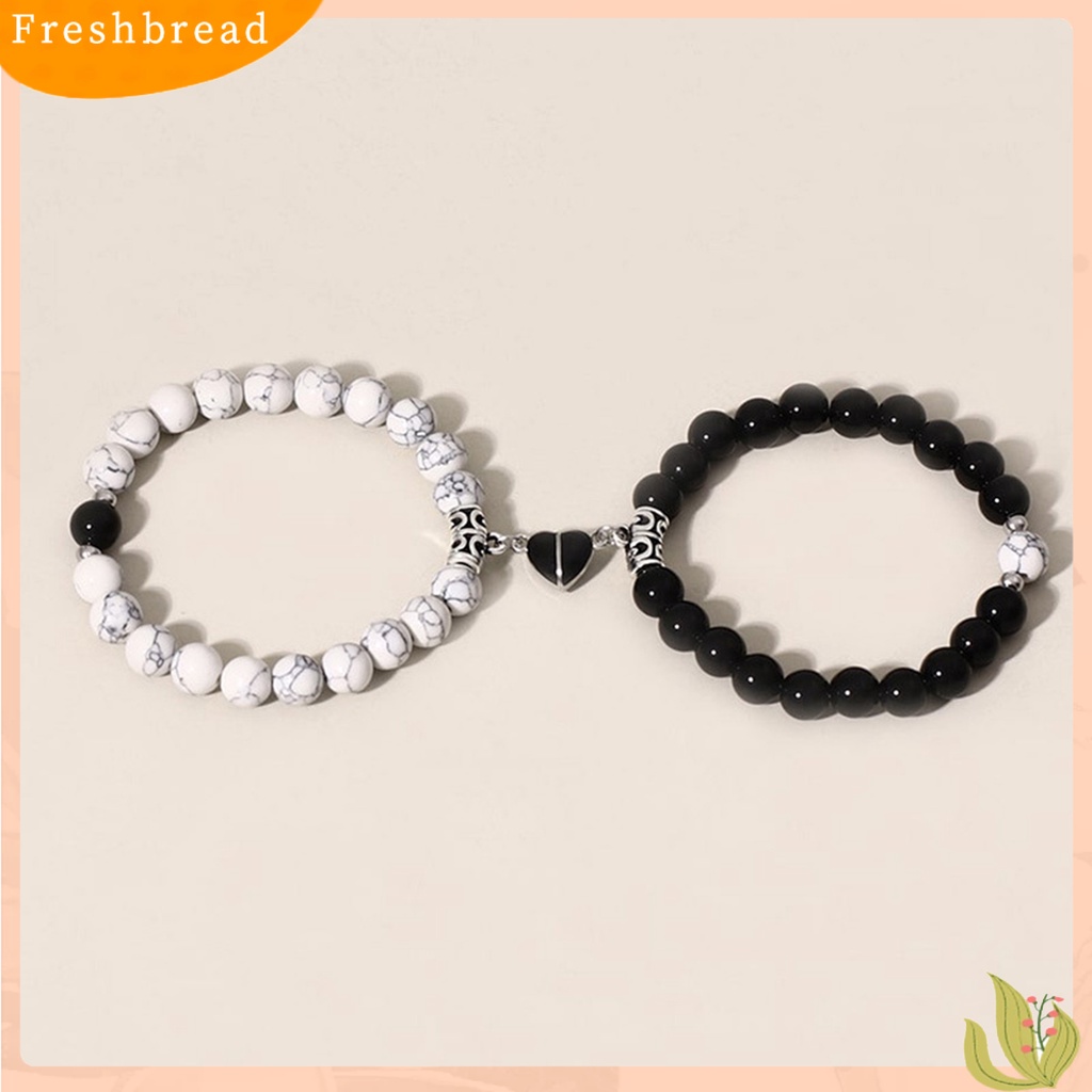 &lt; Freshbread &gt; 1pasang Gelang Manik Trendi Minimalis Tahan Aus Ringan Sentuhan Kulit Sehari-Hari Memakai Putih Pirus Hitam Putih ic Cinta ic Bracelets