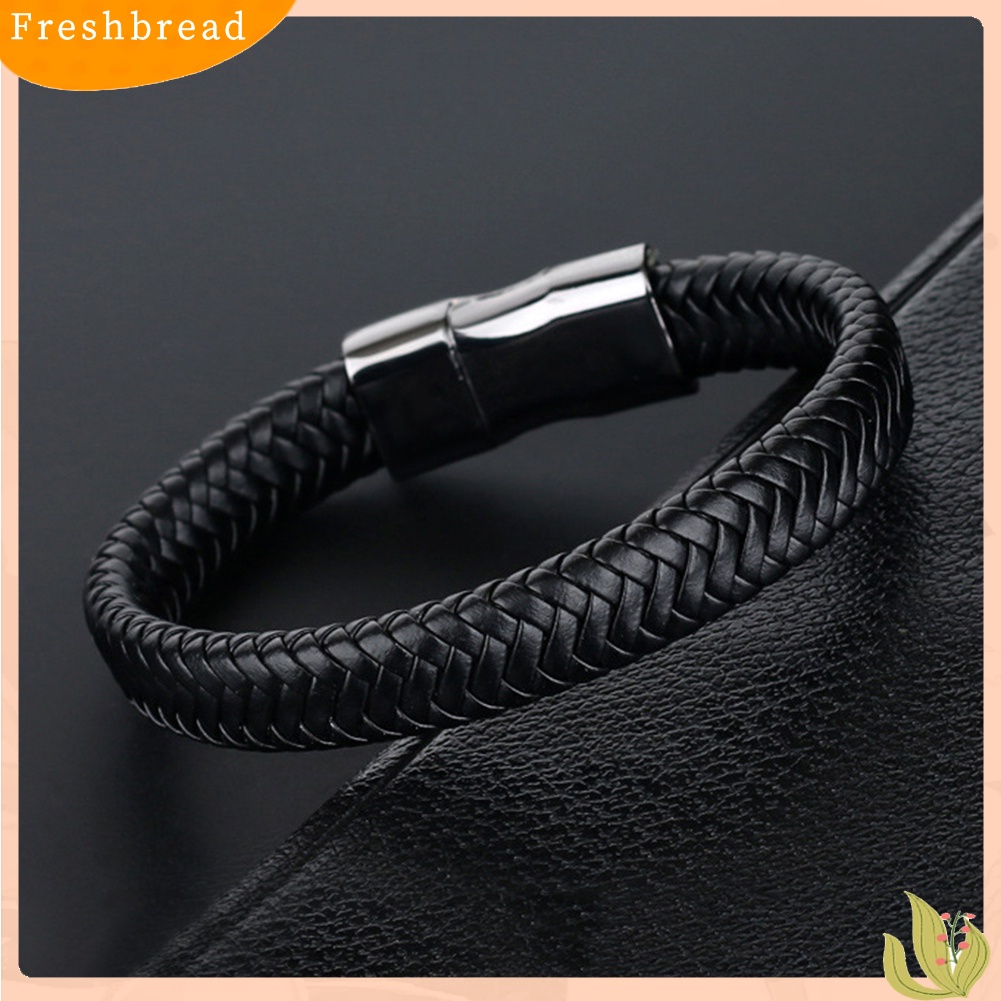 &lt; Freshbread &gt; Vintage Pria Menenun Kulit Imitasi Gelang Bangle Gelang Pesta Perhiasan Hadiah