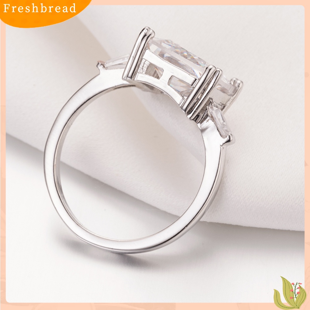 &lt; Freshbread &gt; Wanita Indah Persegi Zirkon Band Perhiasan Pesta Janji Pertunangan Cincin Hadiah