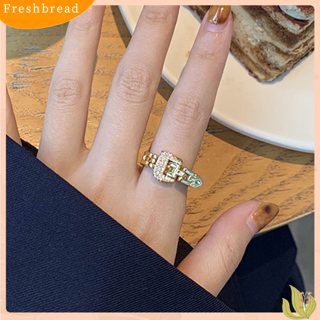 &lt; Freshbread &gt; Cincin Wanita Bergaya Adjustable Cincin Rantai Tahan Air Dapat Diputar Untuk Hadiah