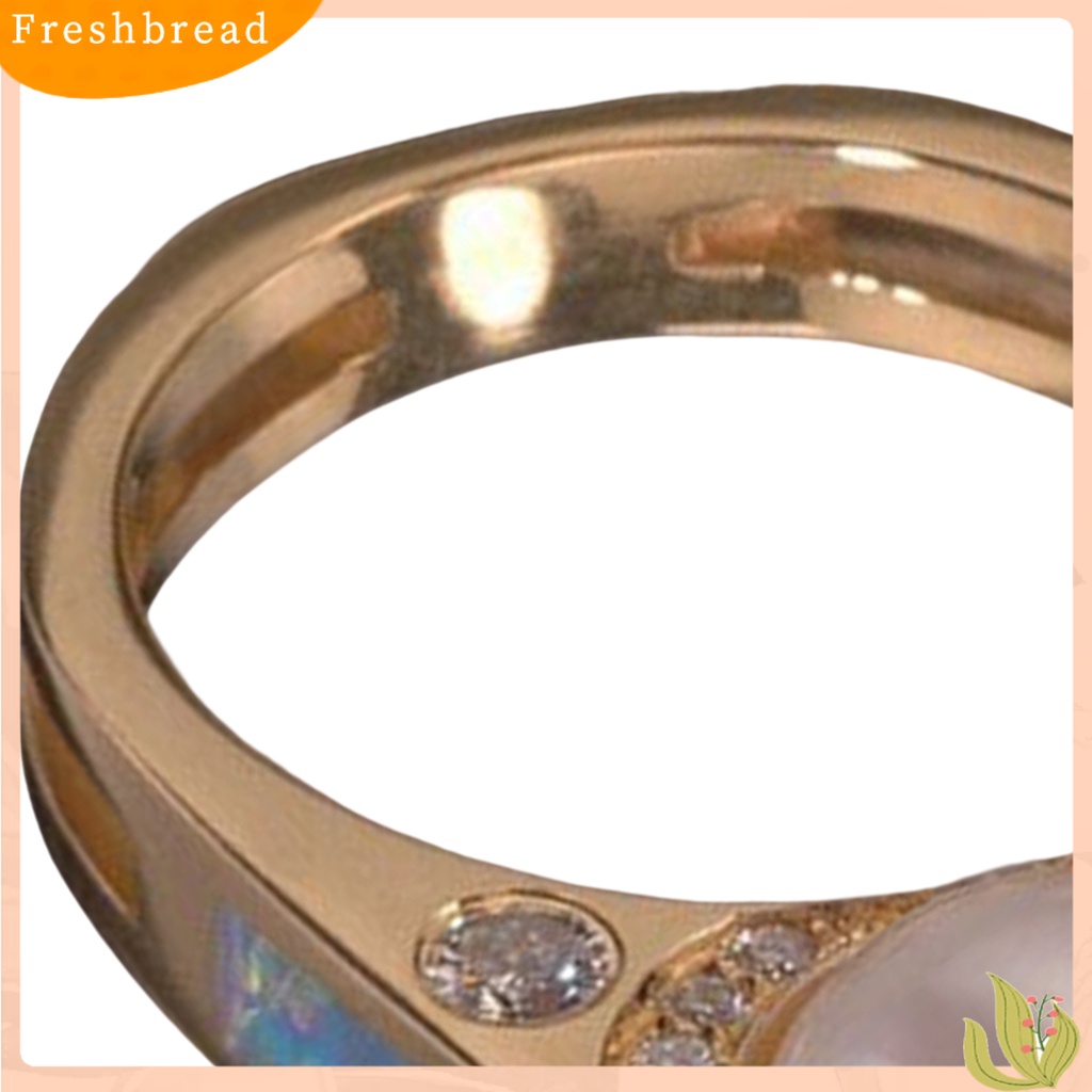 &lt; Freshbread &gt; Cincin Wanita Emas Elegan Artistik Faux Pearl Finger Ring Perhiasan Aksesoris