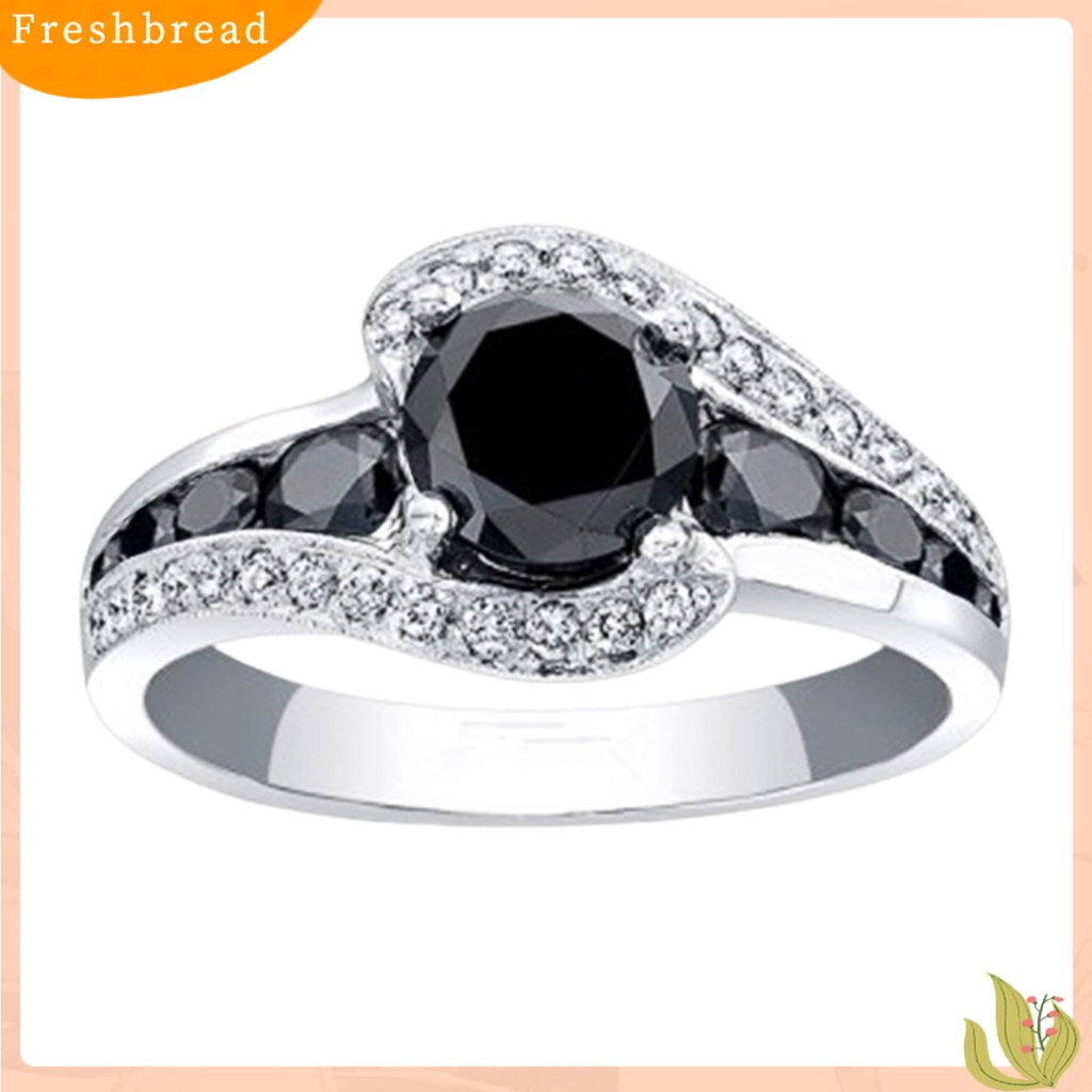 &lt; Freshbread &gt; Cincin Jari Geometris Hitam Cubic Zirconia Perhiasan Fashion Penampilan Indah Finger Ring Untuk Pernikahan