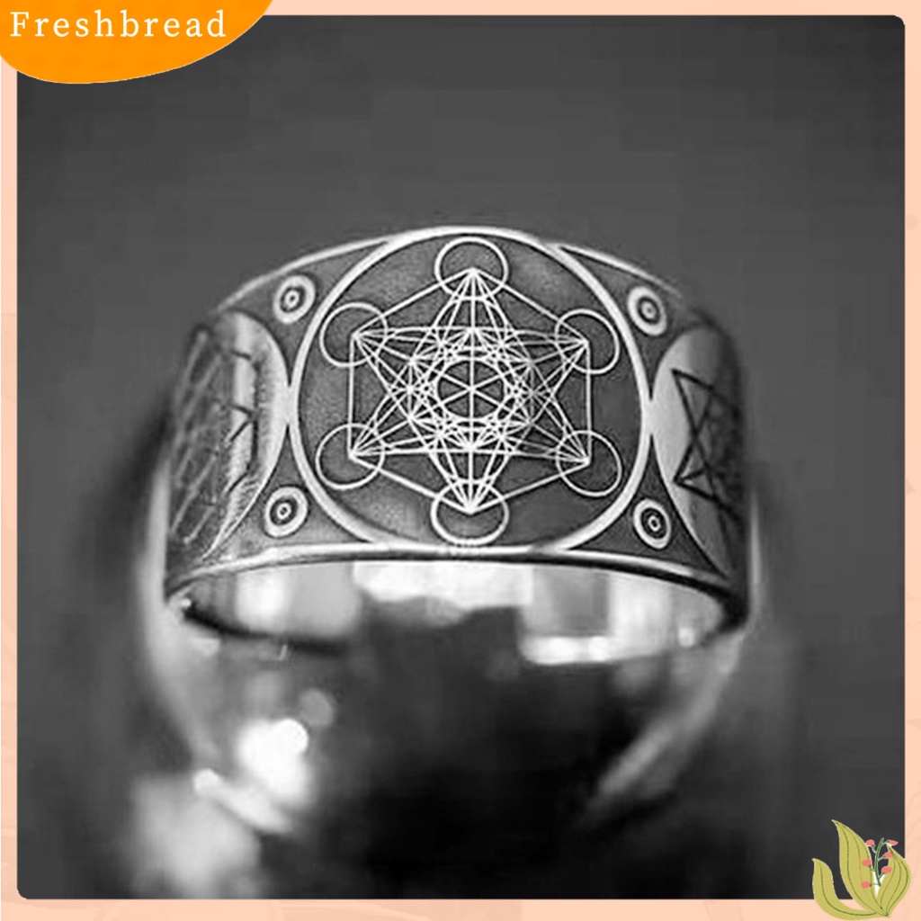 &lt; Freshbread &gt; Pola Hexagram Vintage Unisex Cincin Alloy Pembukaan Yang Dapat Disesuaikan Punk Jari Cincin Perhiasan Aksesori