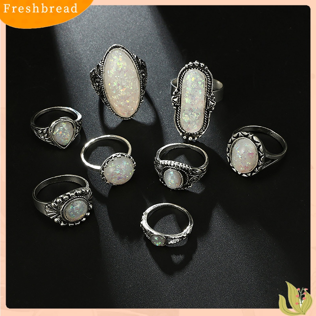 &lt; Freshbread &gt; 8Pcs/Set Cincin Jari Electroplating Desain Timbul Gaya Vintage Cincin Buku Jari Antik Peal Palsu Untuk Pacaran