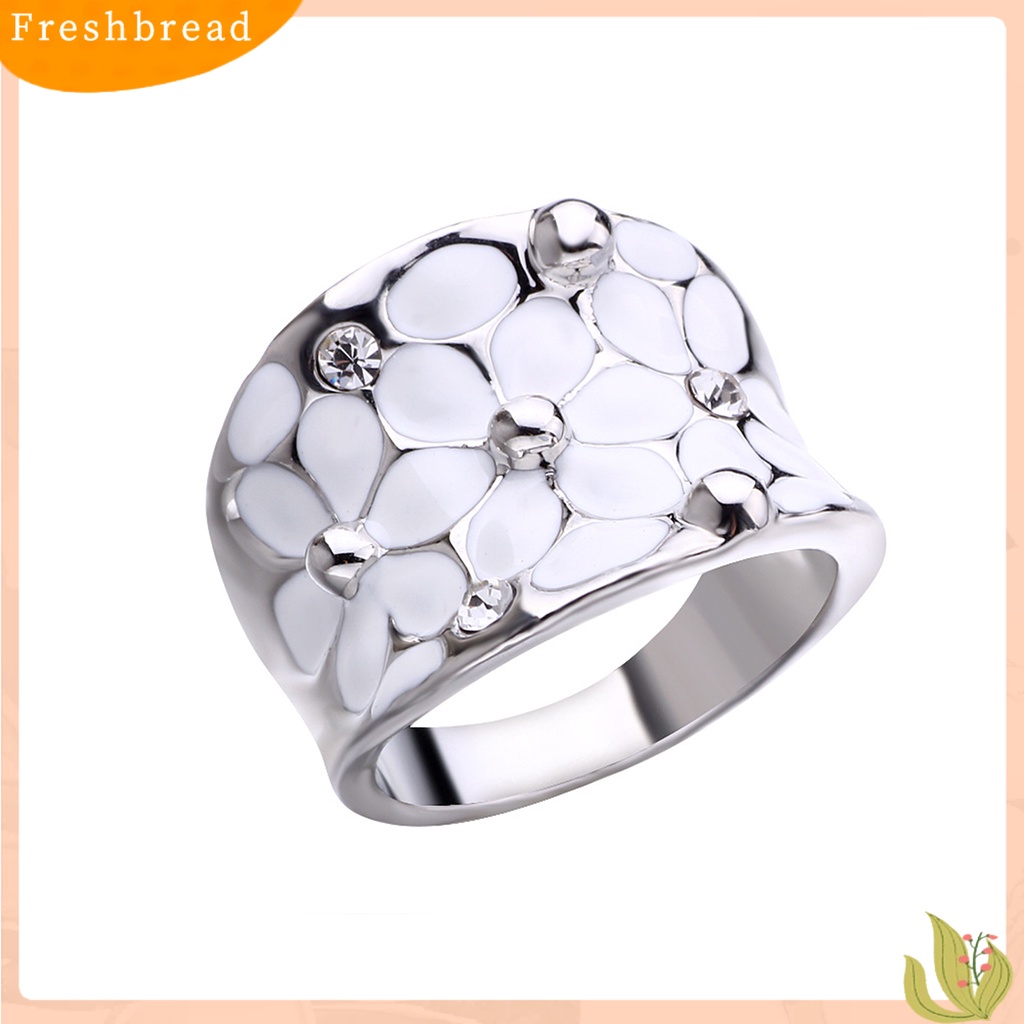 &lt; Freshbread &gt; Ladies Ring Motif Bunga Jari Dekorasi Cincin Pita Pernikahan Putih Untuk Hadiah Tahun Baru