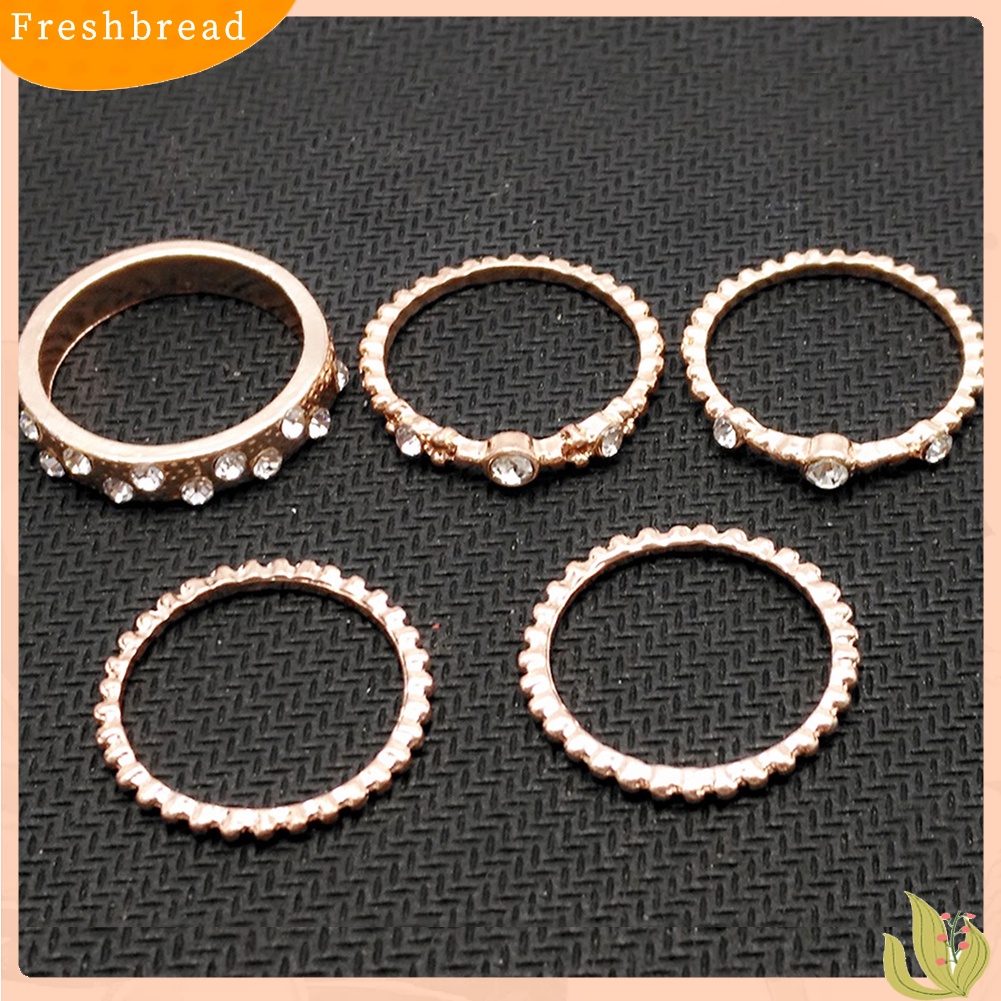 &lt; Freshbread &gt; 5Pcs/Set Vintage Bohemian Rhinestone Beads Charm Knuckle Midi Cincin Perhiasan Set