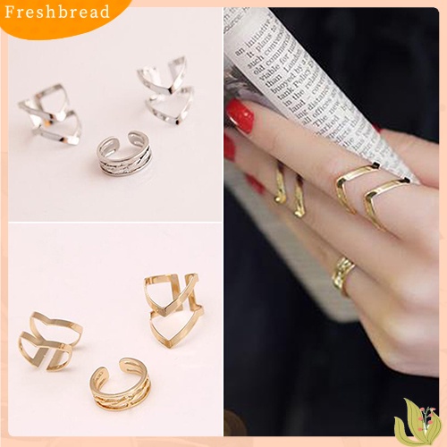 &lt; Freshbread &gt; 3Pcs/Set Fashion Wanita Panah Berongga Midi Buku Jari Terbuka Cincin Band Hadiah