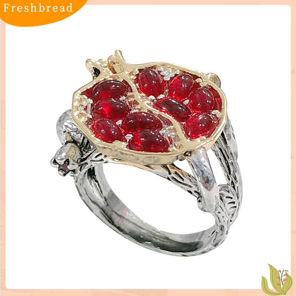 &lt; Freshbread &gt; Vintage Desain Delima Wanita Imitasi Garnet Alloy Jari Cincin Perhiasan Hadiah