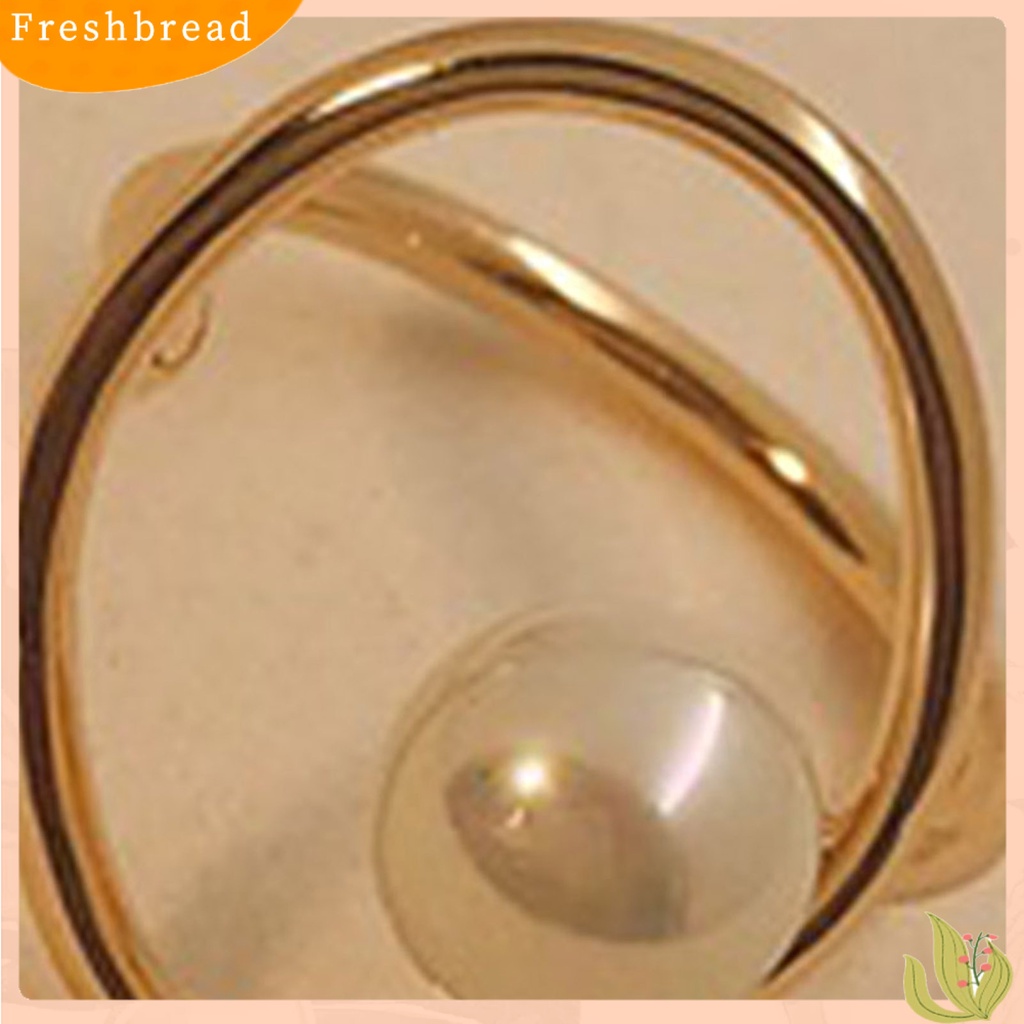 &lt; Freshbread &gt; Wanita Cincin Electroplating Eye-catching Emas Imitasi Mutiara Jari Cincin Aksesoris Perhiasan