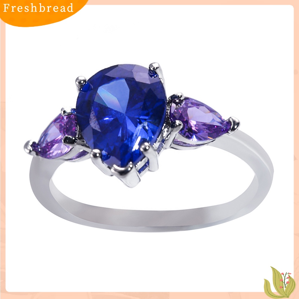 &lt; Freshbread &gt; Fashion Wanita Faux Safir Amethyst Jari Cincin Hadiah Perhiasan Pesta Pernikahan