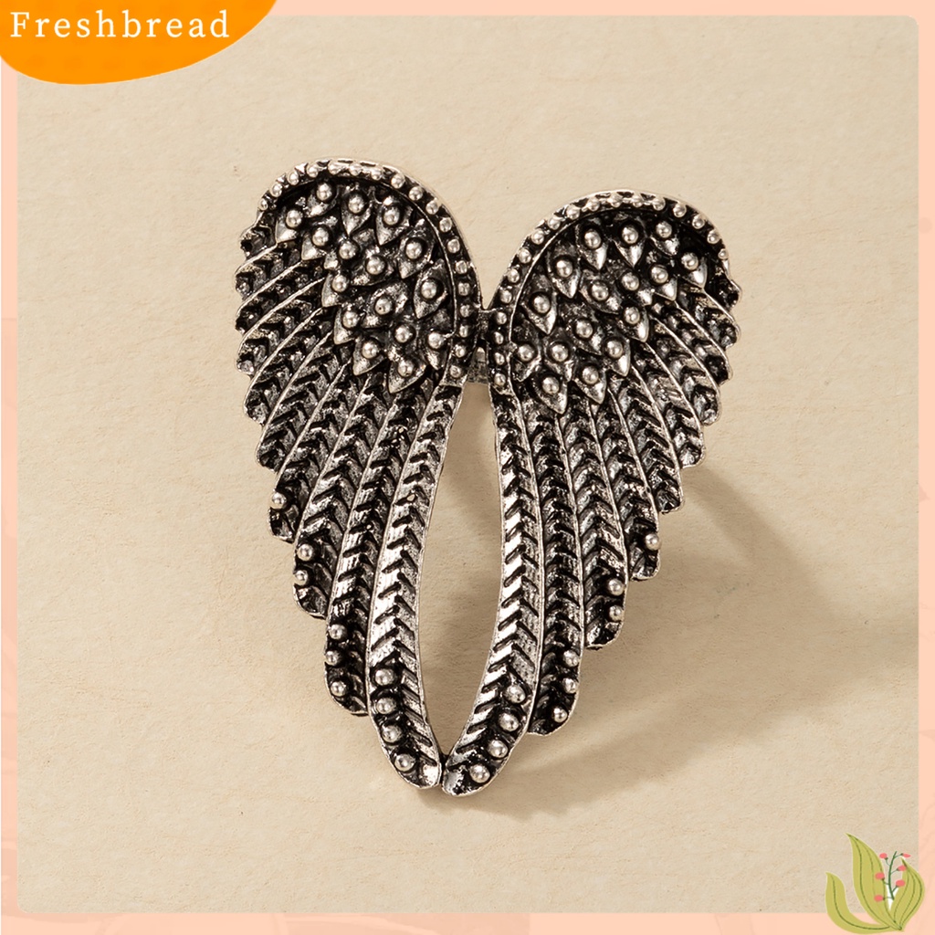 &lt; Freshbread &gt; Cincin Wanita Warna Silver Tahan Aus Cincin Logam Alloy Sayap Malaikat Untuk Pesta