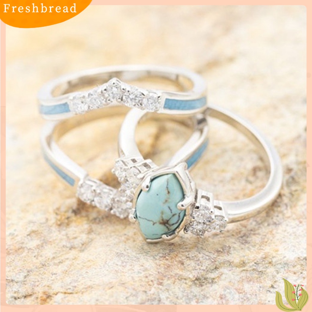 &lt; Freshbread &gt; 3Pcs/Set Wanita Cincin Set Faux Turquoise Stone Indah Mata Kucing Wanita Circlet Set Untuk Hadiah