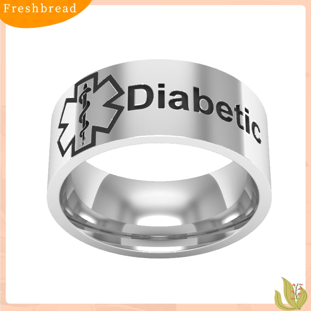 &lt; Freshbread &gt; Kondisi Medis Siaga Diabetes Titanium Unisex Band Jari Cincin Perhiasan Hadiah