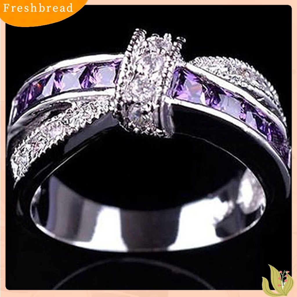 &lt; Freshbread &gt; Cincin Berlian Imitasi Hias Hias Alloy Desain Silang Finger Band Untuk Pesta