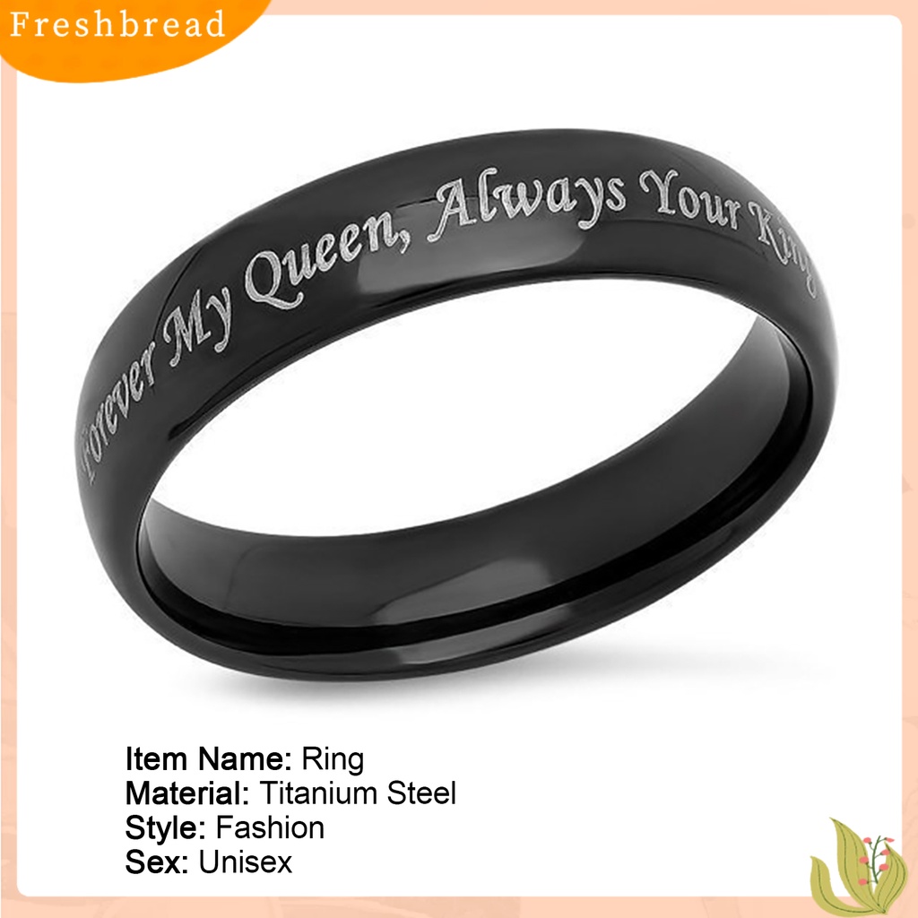 &lt; Freshbread &gt; Cincin Couple Desain Huruf Perhiasan Hadiah Titanium Steel Always Your Queen Promise Rings Untuk Pesta