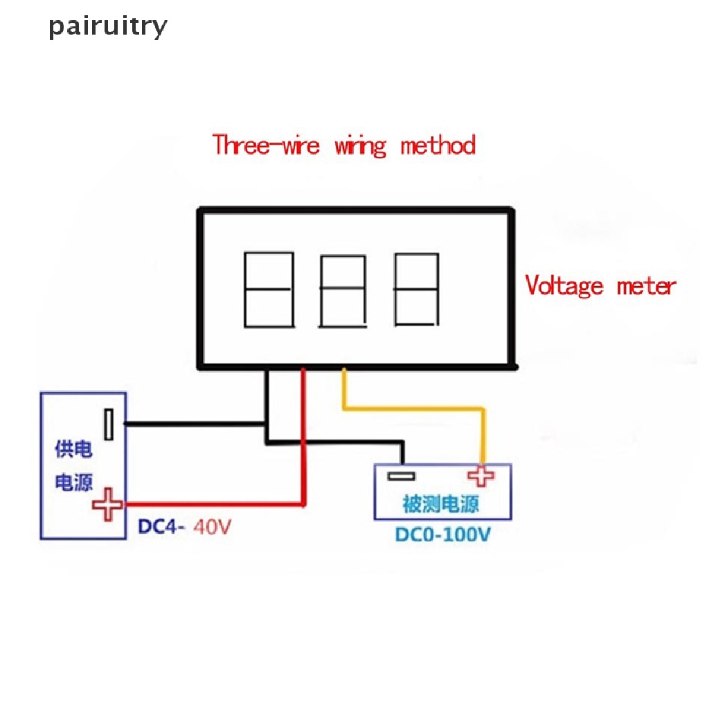 Prt Ultra Kecil Digital DC Voltage Meter LED Voltage Display Tiga Kawat DC0-100V PRT