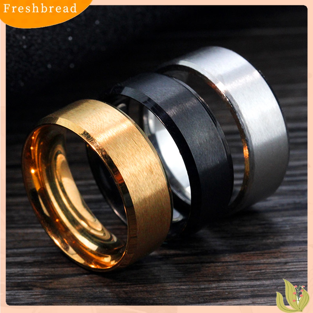 &lt; Freshbread &gt; 8mm Cincin Casual Unisex Warna Solid Tidak Mudah Pecah Aksesoris Cincin Jari Nyaman Untuk Outdoor