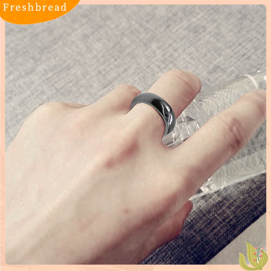 &lt; Freshbread &gt; Fashion Simple 6mm Lebar Flat Hematite ic Finger Ring Cincin Unisex Untuk Pacaran