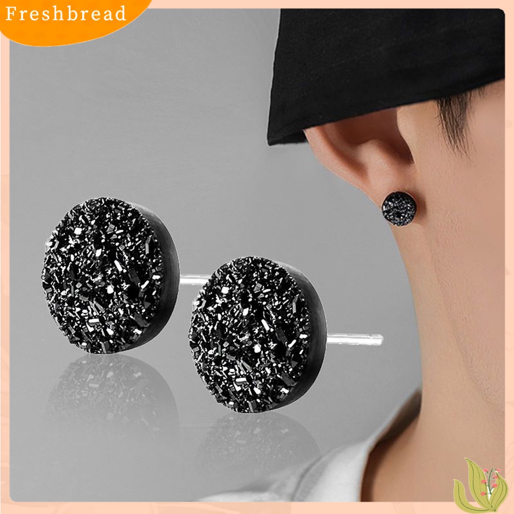 < Freshbread > 1pasang 8mm Ear Studs Bulat Mini Minimalis Perhiasan Fashion Mempesona Anting Pria Wanita Kristal Imitasi Untuk Outdoor
