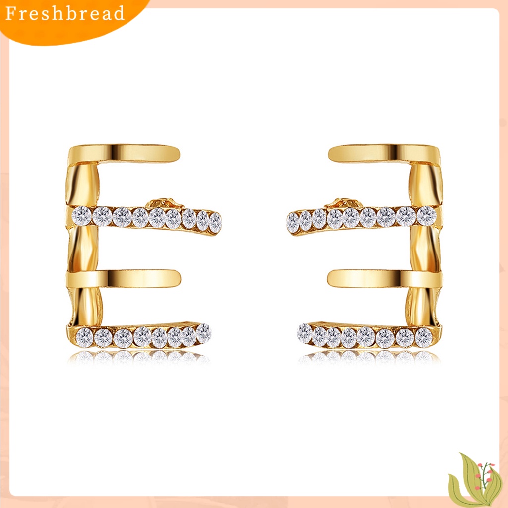 &lt; Freshbread &gt; 1pasang Anting Tusuk 4cakar Berlian Imitasi Perhiasan Berkilau Gaya Korea Ear Studs Untuk Pesta Perjamuan Pernikahan