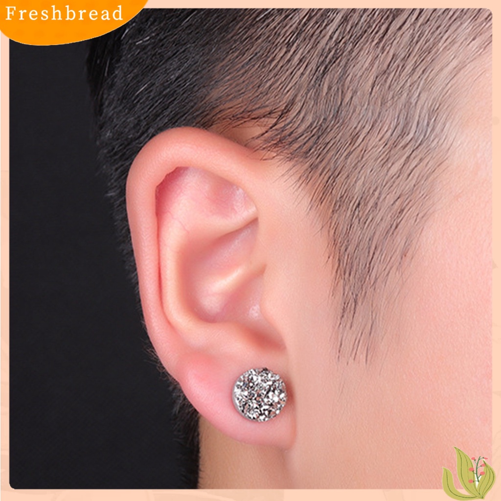 < Freshbread > 1pasang 8mm Ear Studs Bulat Mini Minimalis Perhiasan Fashion Mempesona Anting Pria Wanita Kristal Imitasi Untuk Outdoor