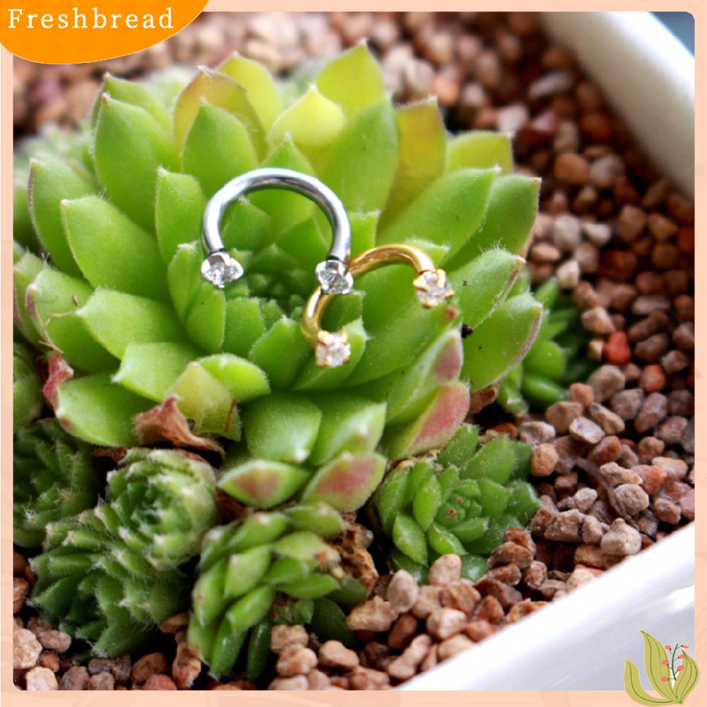 &lt; Freshbread &gt; 1Pc Unisex U Bentuk Berlian Imitasi Sekrup Baja Titanium Telinga Stud Perhiasan Tulang Rawan