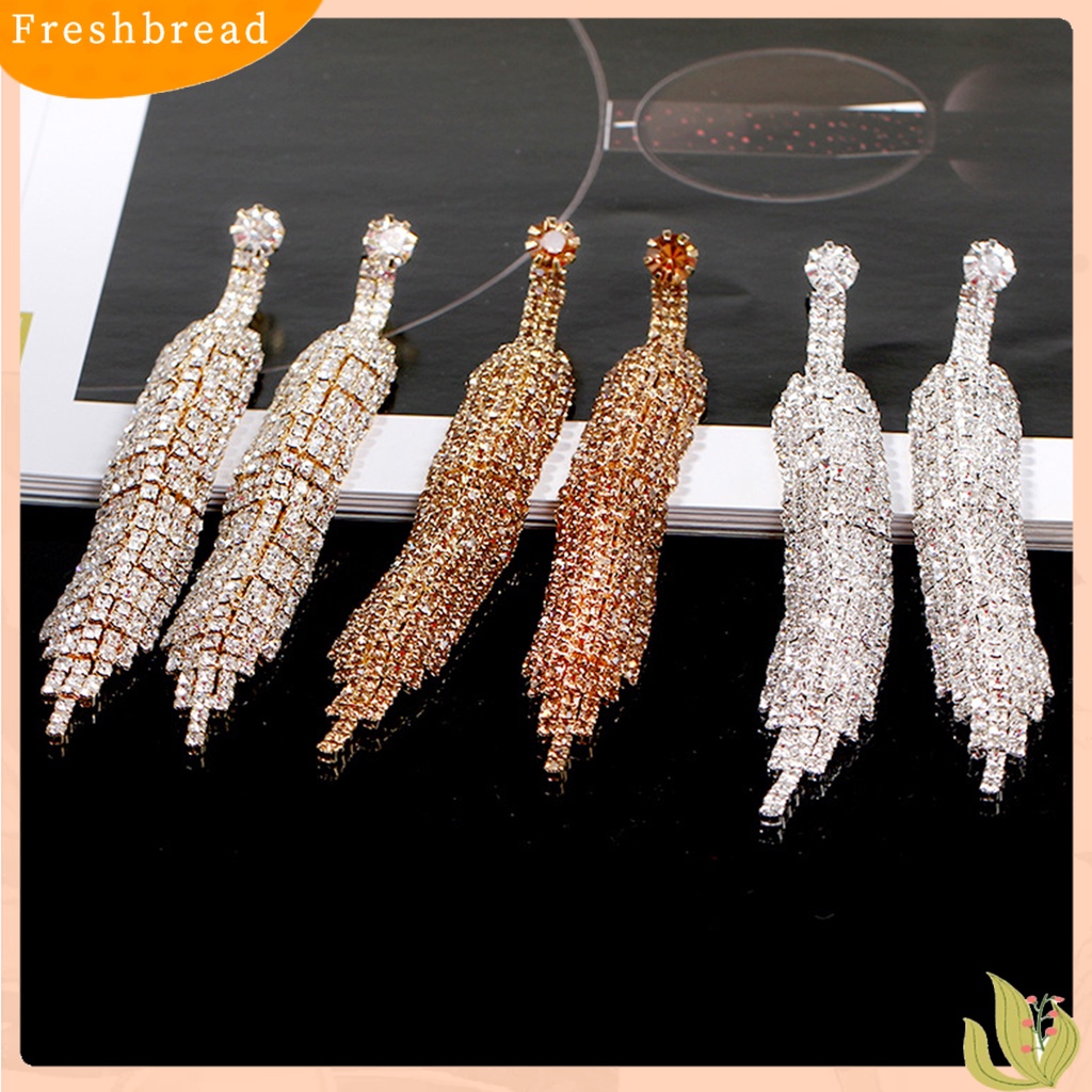 &lt; Freshbread &gt; Menjuntai Anting Rumbai Panjang Hias Temperamen Mewah Perhiasan Hadiah Aksesori Fashion Wanita Berlian Imitasi Mengkilap Pesta Drop Earrings Untuk Pacaran