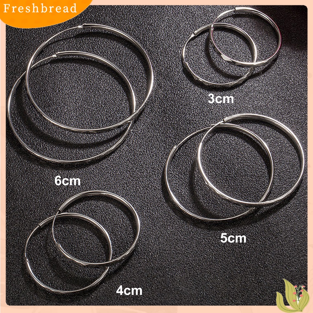 &lt; Freshbread &gt; 1pasang Anting Hoop Shiny Rhombus Texture Wanita Besar Hiphop Bulat Menjuntai Earring Perhiasan Hadiah Untuk Pacaran