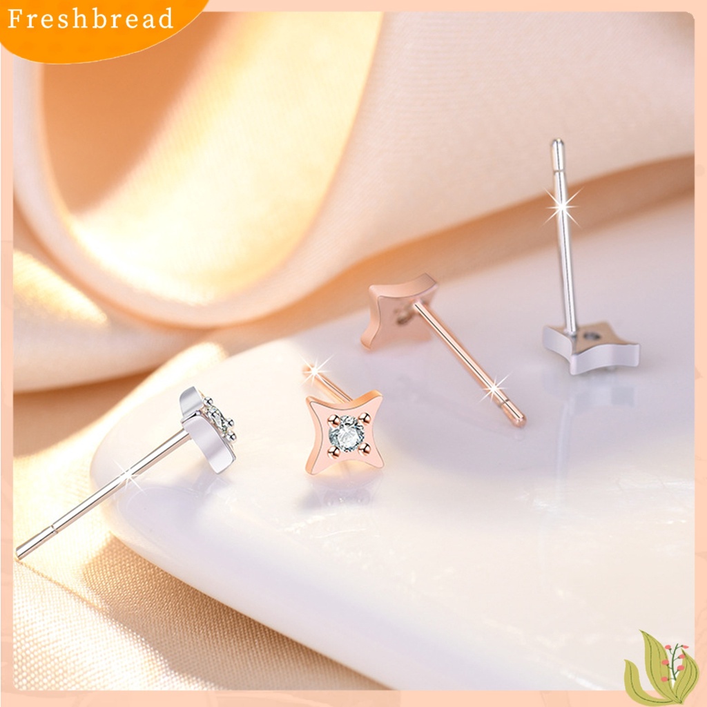 &lt; Freshbread &gt; 1pasang Wanita Ear Studs Bentuk Pentagram Pengerjaan Halus Semua Pertandingan Shiny Gaya Sederhana Canggih Petite Star Earrings Aksesoris Populer