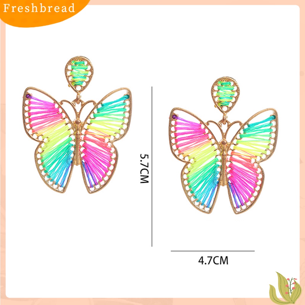 &lt; Freshbread &gt; 1pasang Drop Earring Indah Elegan Gaya Boho Warna-Warni Desain Kupu-Kupu Anting Wanita Untuk Pacaran