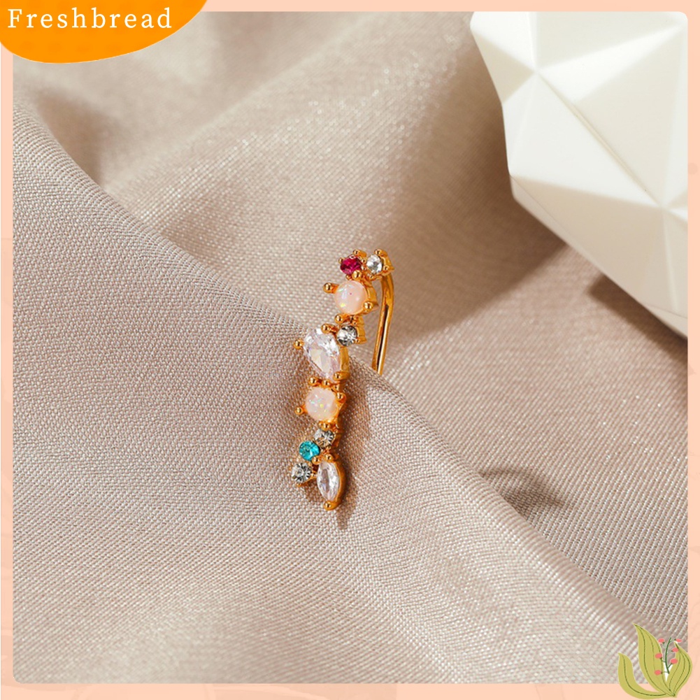 &lt; Freshbread &gt; 1Pc Wanita Elegan Cubic Zirconia Mutiara Imitasi Bersinar Telinga Manset Anting Perhiasan