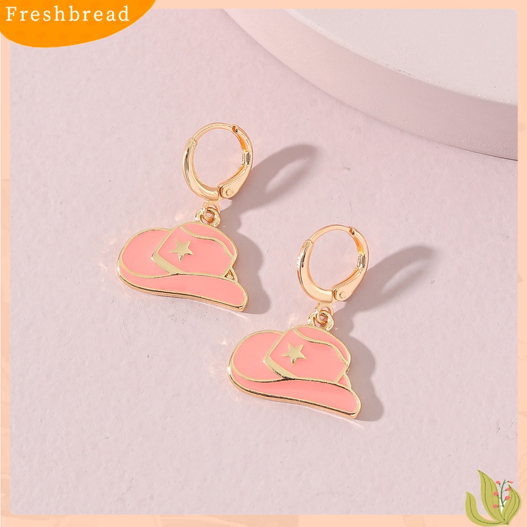 &lt; Freshbread &gt; 1pasang Menjuntai Anting Tren Baru Kepribadian Keren Modern Lucu Menjatuhkan Minyak Topi Koboi Drop Earrings Perhiasan Fashion