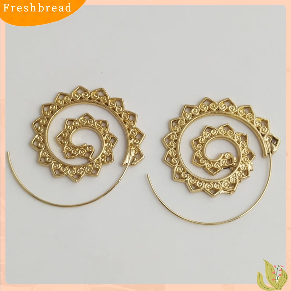 &lt; Freshbread &gt; Wanita Spiral Bulat Lingkaran Gear Hati Anting Tindik Statement Perhiasan Hadiah