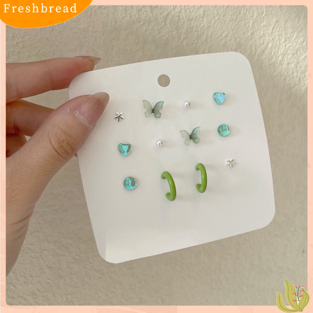 &lt; Freshbread &gt; 6pasang Sederhana Bentuk Bunga Menawan Wanita Anting Kupu-Kupu Lucu Mutiara Imitasi Stud Earrings Set Perhiasan Aksesori