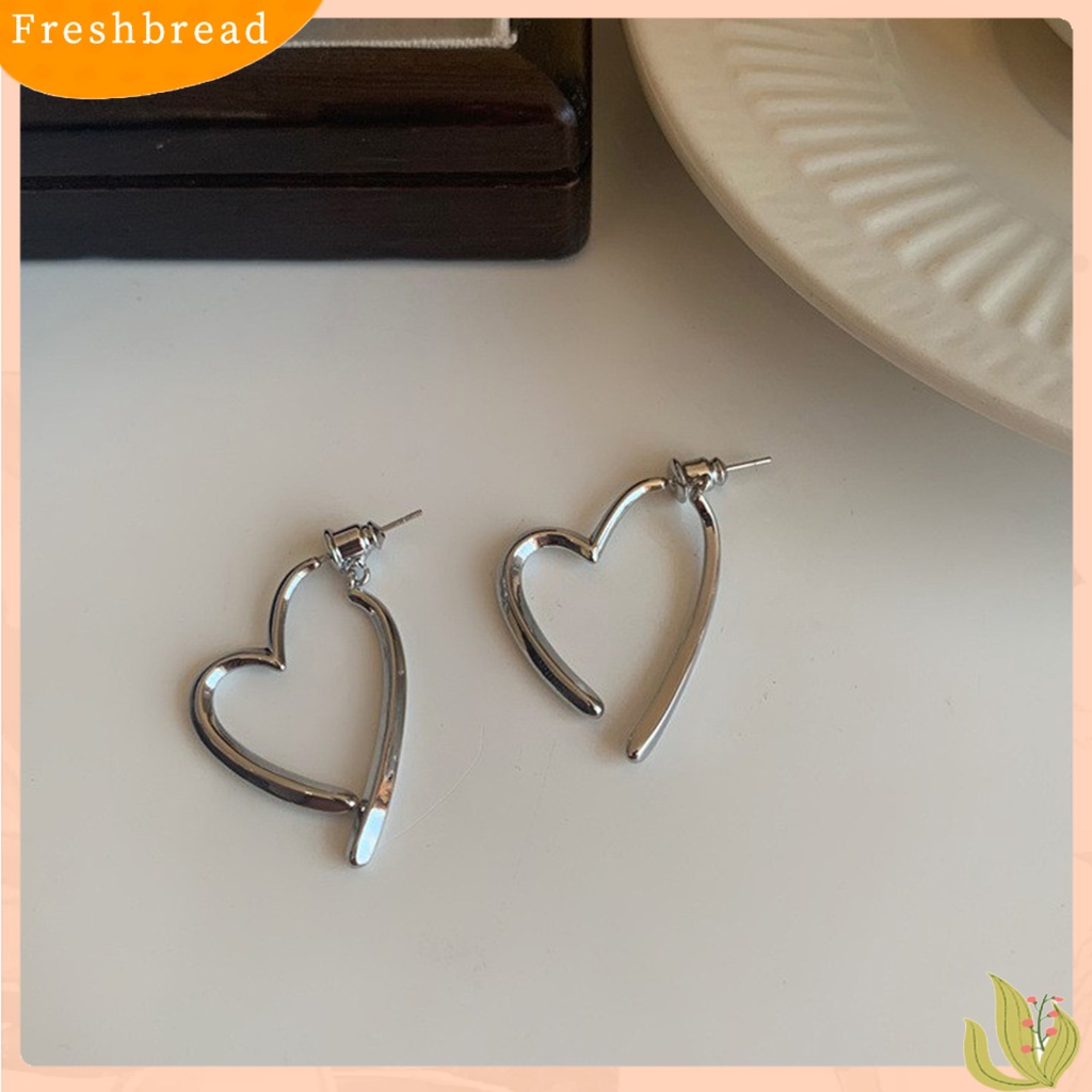 &lt; Freshbread &gt; 1pasang Anting Pejantan Dipoles Electroplating Minimalis Gaya Perancis Cinta Hati Wanita Menjuntai Anting Perhiasan Fashion